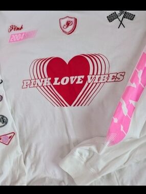 Pink Love Vibes Long-Sleeve Tee - White/Pink